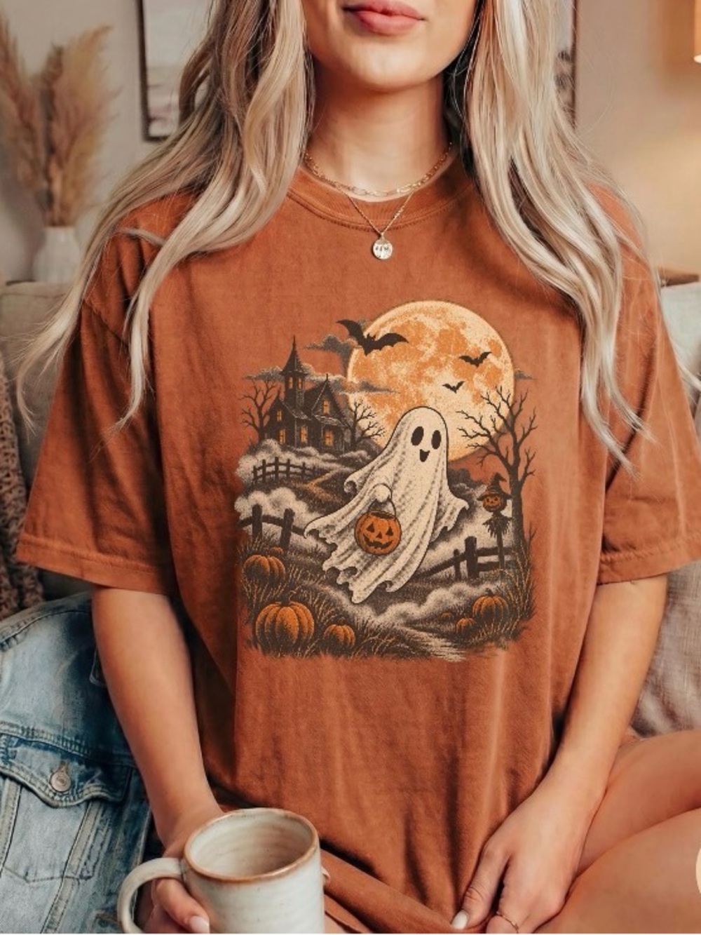 Vintage Halloween Ghost Shirt, Cute Spooky Ghost Tee, Trick or Treat Pumpkin Tee
